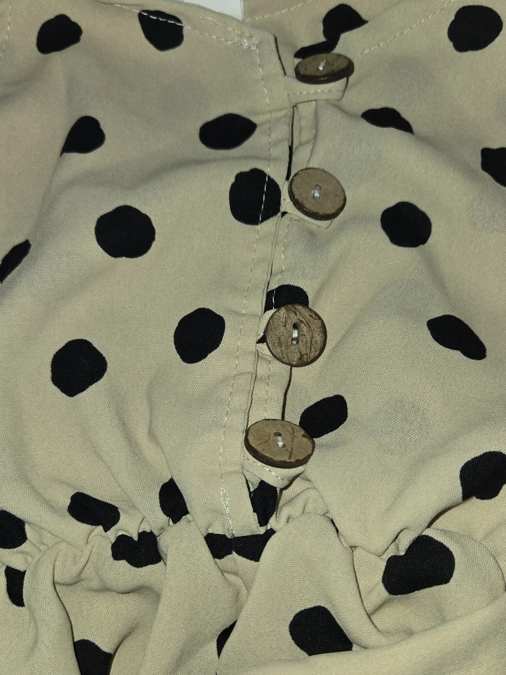 Polka Dot Tie-Shoulder JumpSuit in Beige SZ 2T